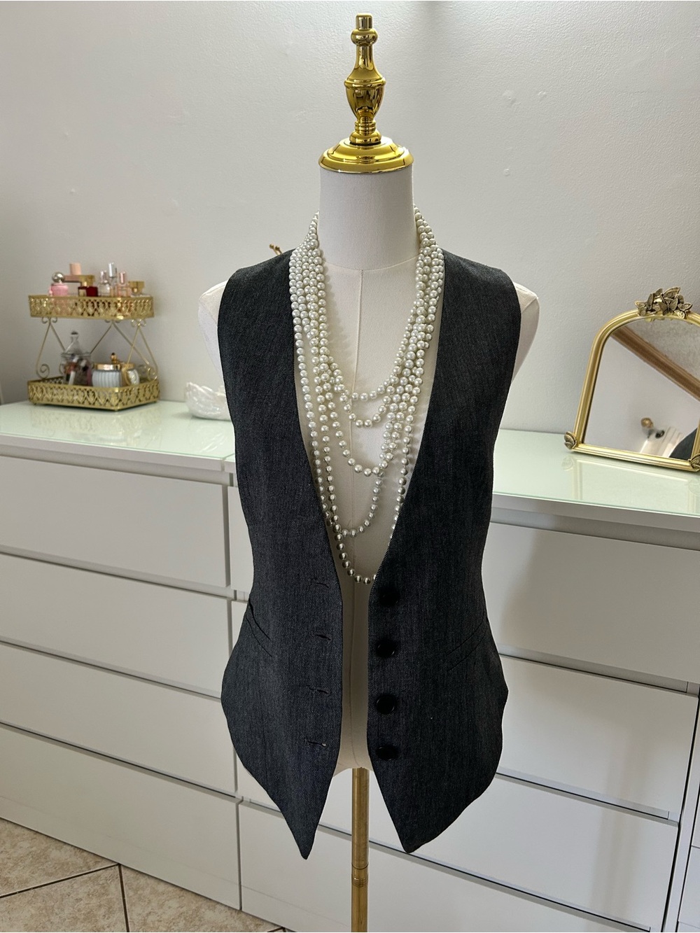 Zara Charcoal Gray Tailored Women's Vest